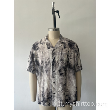 Camisa de mangas curtas de praia impressa masculina